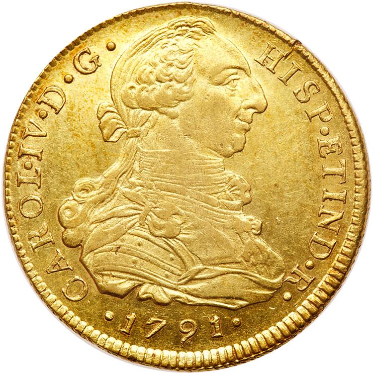 1791-Peru-Lima-Ij-8-Escudos-Carolus-IV